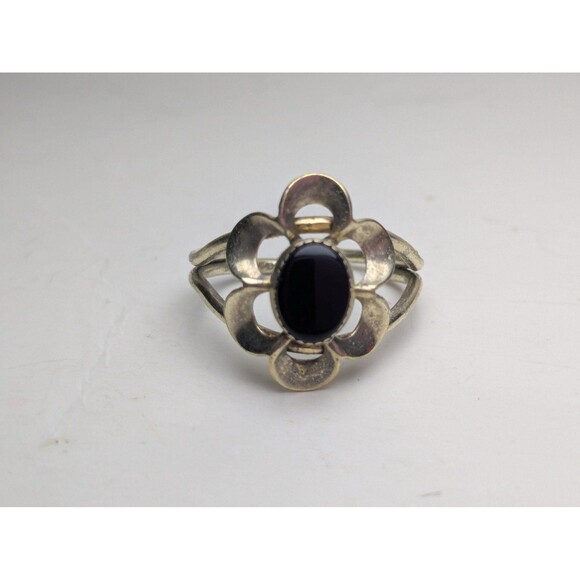 Beau Sterling & Onyx Ring Adjustable - Picture 1 of 3